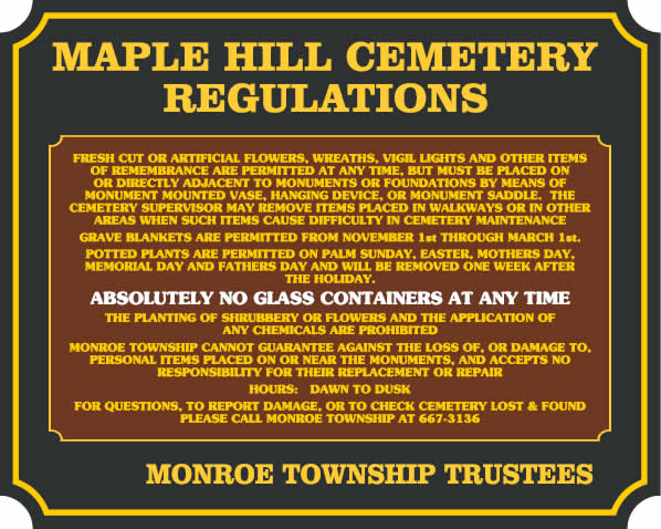 Maple Hill Cemetery Regulations